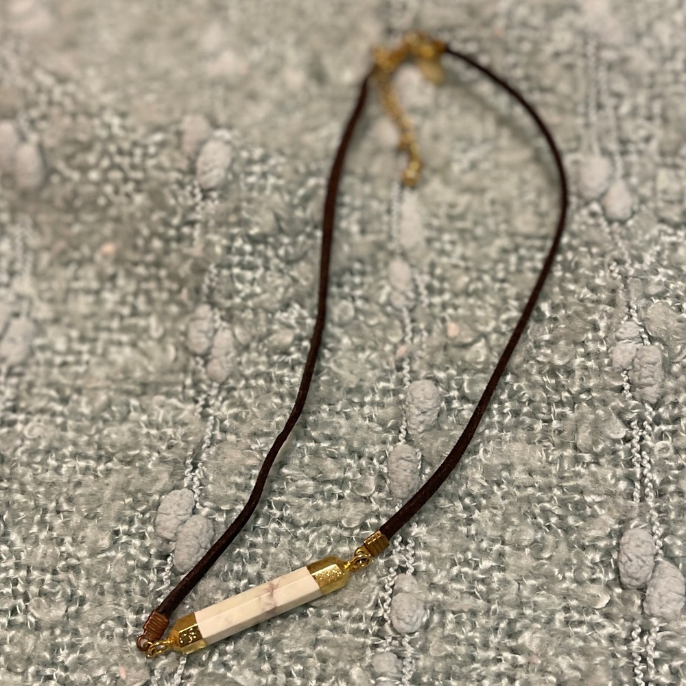 Corded Marble Bar Necklace.